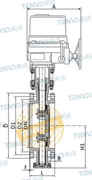 D943H法蘭式電動(dòng)金屬硬密封蝶閥結(jié)構(gòu)圖