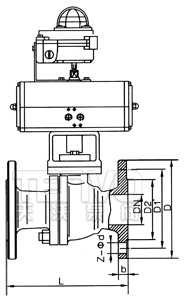 Q641F/H氣動法蘭球閥結(jié)構(gòu)圖